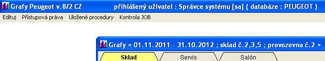 Pomocí volby Kontrola JOB na záložce Nastavení JOBů vyberete v dolní části ze seznamu pomocí šipky úlohu s názvem JOB - data pro grafy, nastavíte interval spouštění a založíte úlohu na SQL serveru