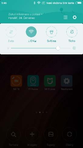 Notifikační lišta Notifikace Notifikční lišta slouží jako informační centrum pro uživatele. Vrchní lišta zobrazuje neustále informace o stavu baterie, signálu nebo ikony zmeškaných událostí.