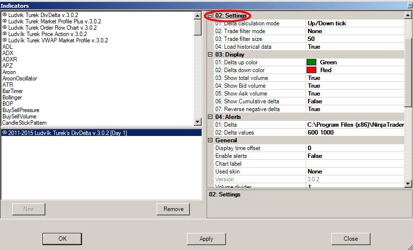01: Delta calculation mode Může mít hodnotu Up/Down Tick nebo Bid/Ask nebo Tick count. Tato položka souvisí s nastavením, jak bude algoritmus vypočítávat.