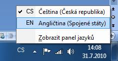 Využijeme k tomu zástupce z Indikátorů zařízení umístěných v pravé části Pracovní lišty.