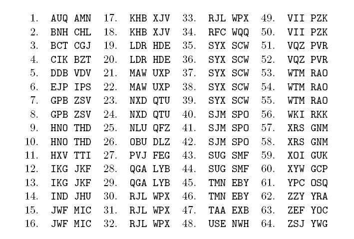 Kryptoanalýza - Rejewski získání A, B, C, D, E, F ze znalosti