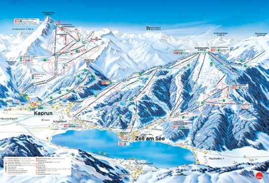 470 km od Prahy Zell am See Kaprun 138 km sjezdových tratí (54 km, 55 km, 29 km) Lyžařské středisko Europa Sportregion Kaprun Zell am See tvoří město Zell am See s areálem Schmittenhöhe (77 km tratí)