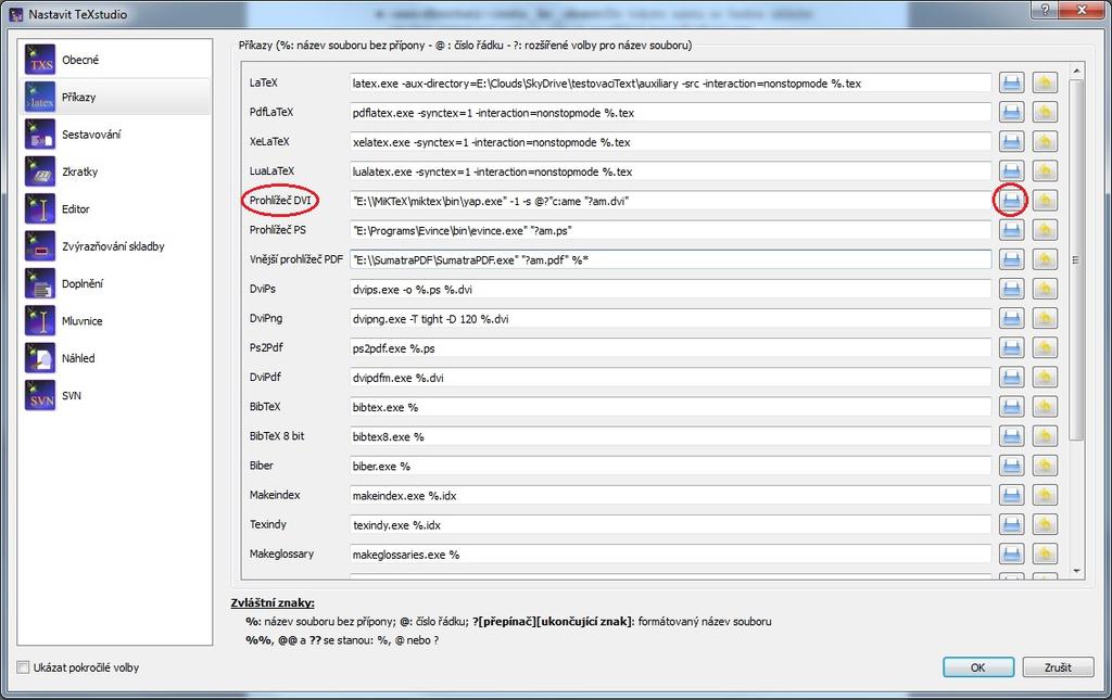 Proto je vhodné přidat do příkazu následující parametry. -aux-directory=cesta_ke_slozce: Do tohoto místa se budou ukládat všechny nežádoucí soubory jako je například jmenosouboru.aux. -output-directory=cesta_ke_slozce: Tímto parametrem je překladači řečeno do jakého místa má uložit DVI soubor.