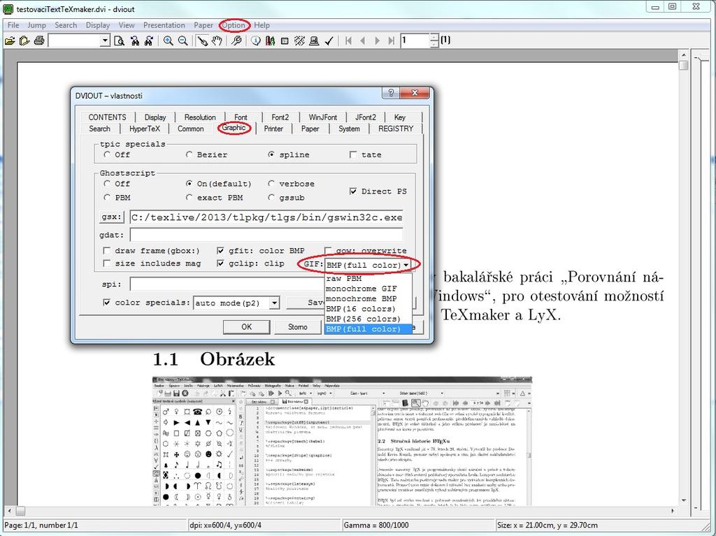 Option Setup Parameters... Záložka Graphic 3.