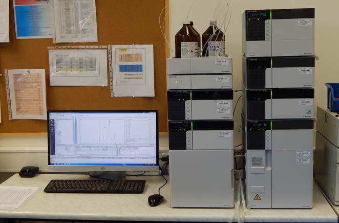 Nástřik 50 µl Gradient MF A, B, C UV detektor - 460 nm Teplota termostatu kolony 35 Průtok: 1,5 ml/min Doba analýzy: 20 min HPLC Shimadzu