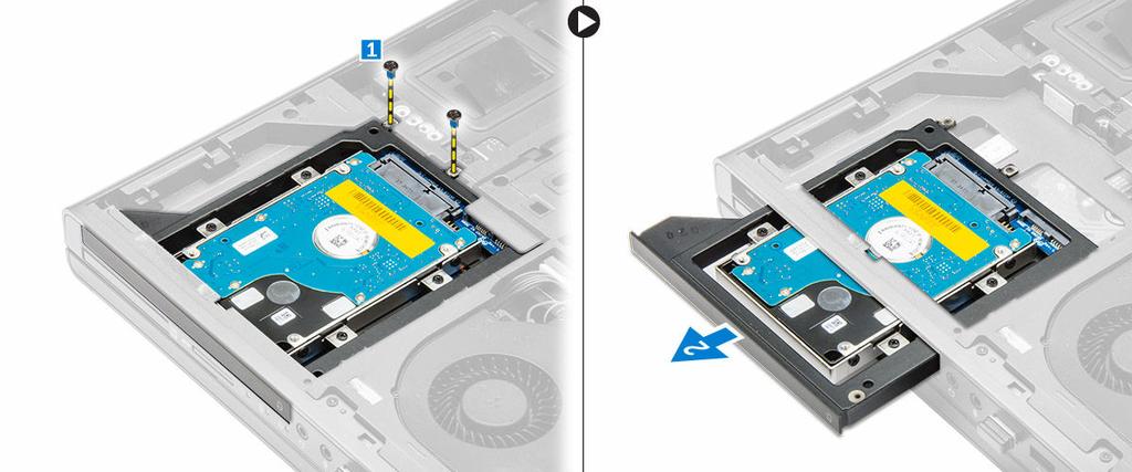 Montáž Pevný disku 1. Upevněte pevný držák disku k pevný disku 2. Vložte pevný disk do pozice v počítači, dokud nezapadne na své místo. 3.