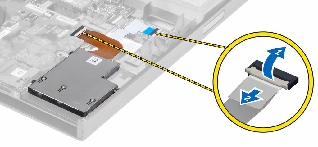 c. reproduktor d. panel pro ovládání médií e. otisk prstů f. čtečka RFID 4. Namontujte šrouby upevňující opěrku rukou k přední straně počítače. 5.