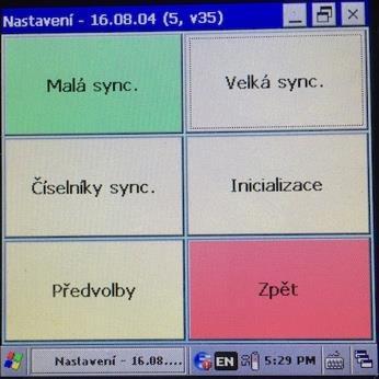 SYNCHRONIZACE ČÍSELNÍKŮ do lokální DB mobilního terminálu se načtou všechny řady dokladů, sklady, střediska, uživatelé apod., které jsou potřebné pro chod software. 1.