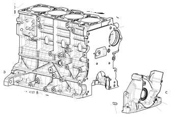 Blok motoru Blok motoru tvoří odlitek s vložkami válců, ve kterých pracují písty osazené pístními kroužky, které zamezují vniknutí oleje do spalovacího prostoru a zároveň utěsňují spalovací prostor a