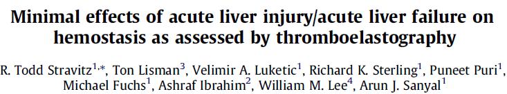 J Hepatol 2012,56:129 136 ASJ: INR 4,2 TC 169, fvii 4% TEG normální