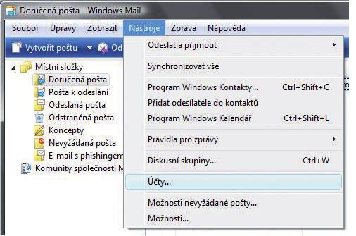 VII. Nastavení poštovního klienta Outlook Express, Windows Live Mail Postupujte podle obrázků: 1.