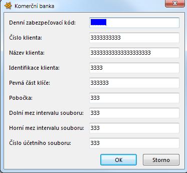 Stiskem tlačítka OK dáte pokyn k provedení exportu platebních příkazů. V závislosti na tom, pro jakou banku export provádíte se objeví pole, která musíte vyplnit.