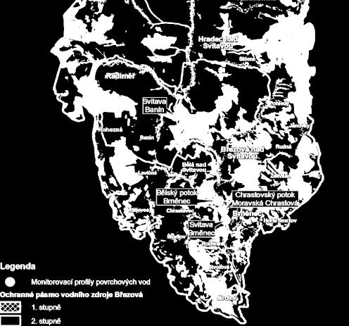 Monitoring povrchových vod V zájmovém území jsou 2 monitorovací profily na Svitavě a další 2 na jejích přítocích Svitava Banín dlouhodobě sledovaný profil relevantní pro jímací území Svitava Brněnec