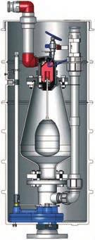 Šachtový odvzdušňovací a zavzdušňovací ventil pro odpadní vodu obj. č. 10.92 Technický popis: 1. Vývod vzduchu 10. Plovák horní 2. Spojka 1 ½ 11. Proplachovací potrubí 3. Víko šachty 12.