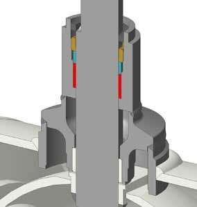 Uhlíkem vyztužené těsnění Hřídel je utěsněná uhlíkem vyztuženým teflonovým těsněním (PTFE+C), které se v porovnání s