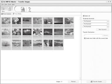 Zobrazení snímků v počítači 3 Vyberte obrazové soubory a klikněte na»přenos obrázků«. Zobrazí se okno, potvrzující ukončení stahování. Klepněte na»procházet obrázky nyní«.