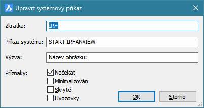 seznamem. Pro vytváření nové a editaci vybrané zkratky se otevírá dialogové okno: Do pole Zkratka zadejte text, který bude spouštět systémový nástroj.