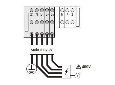 Tepelná čerpadla Metoda připojení elektrických kabelů Připojení na 400 V Připojení na 30 V - kabeláž 4kW Poznámka Zařízení se dodává na 400 V. Pozor!