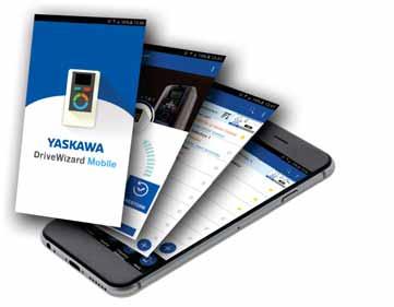 Díky aplikaci DriveWizard Mobile umožňuje měnič GA700 snadnou správu a ovládání z vašeho chytrého telefonu či tabletu.