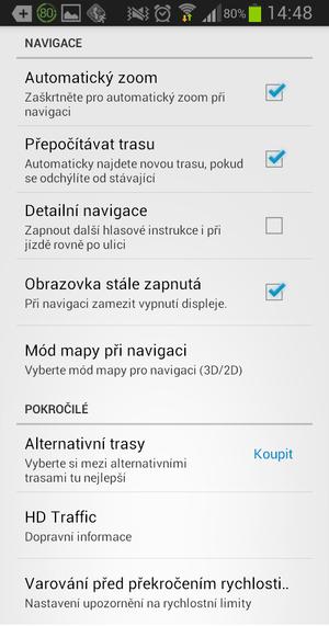 81 Navigator pro Android Zaškrtněte Autozoom zapnutí automatického zoomování při navigaci. Autozoom udržuje detailní pohled, když se blížíte k manévru.