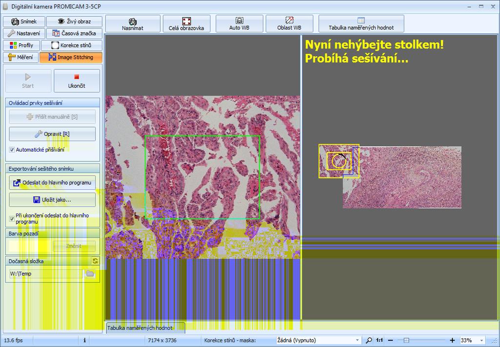 Použití modulu Image Stitching s USB 3.0 kamerami PROMICAM 7.