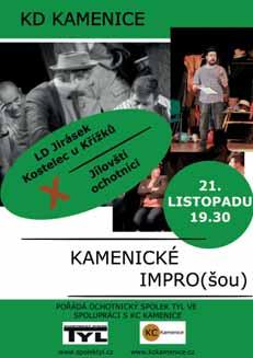DIVADLO Kostelec a Jílové v dalším kole improvizačních zápasů Po úspěšném prvním kole improvizační bitvy mezi Kostelcem a Kamenicí, která skončila plichtou vypukne v Kulturáku předposlední úterý v