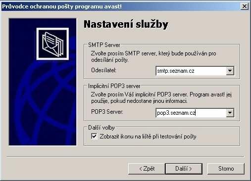 Názvy smtp a pop3 serverů