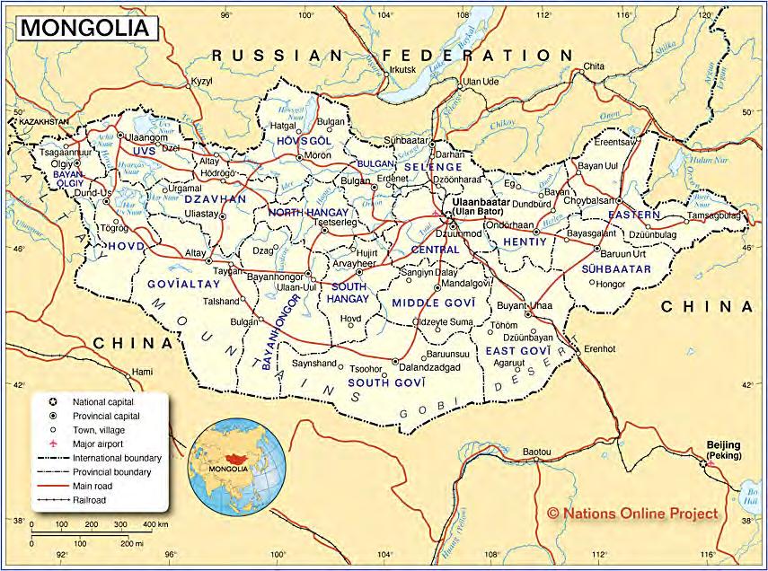Surovinový potenciál vybraných neevropských zemí z hlediska potřeb českého průmyslu Modelová země Mongolsko zajištění a analýza vstupních dat 1. Stručná charakteristika země 1.