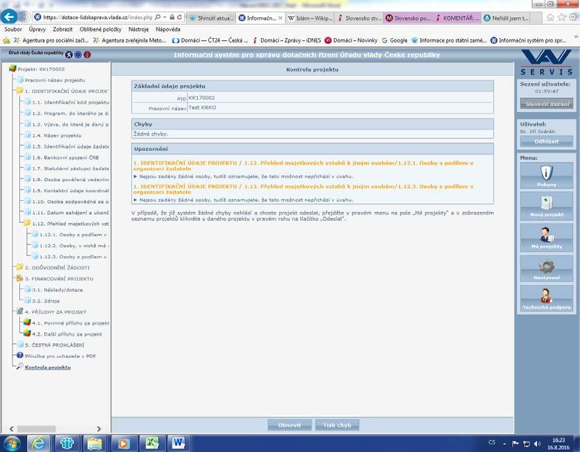 26. Doporučujeme zkontrolovat projektovou žádost rovněž po