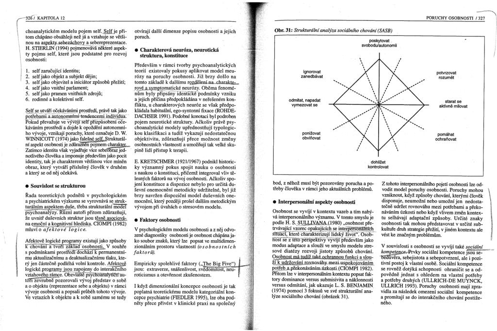 r---316íkapitola 12 ---\ PORUCHY OSOBNOSTI 1327. \ choanalytickém modelu pojem self. Self je při- \ tom chápáno obsáhleji než já a vztahuje se většinou na as.p.e.kt~.sebezáchq'yy.. a sebereprezentace.