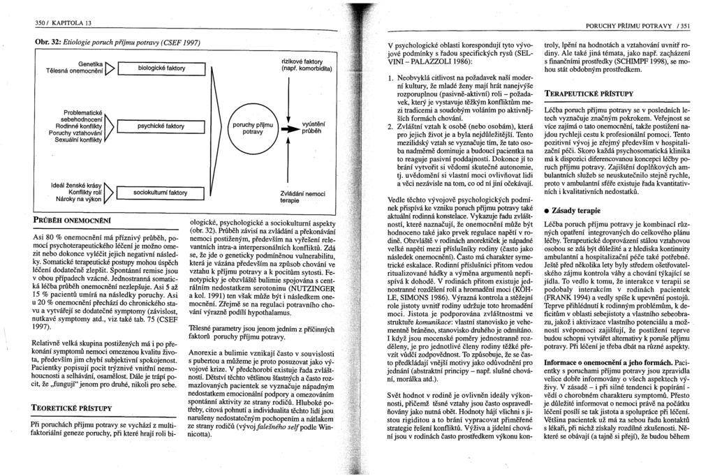 350 / KAPITOLA 13 PORUCHY PŘÍJMU POTRAVY /351 Obr. 32: Etiologie poruch příjmu potravy (CSEF 1997) Genetika [> I Tělesná onemocnění L.