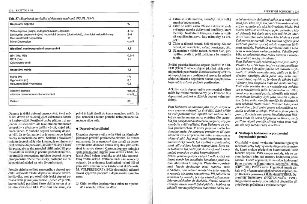 228/ KAPITOLA 10 AFEKTIVNí PORUCHY /229 Tab.