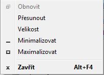 Ovládání pomocí klávesnice 16 Změna aktivního okna klávesová zkratka Alt + Tab klávesová zkratka Shift + Alt + Tab Změna rozměrů a umístění vyvolání