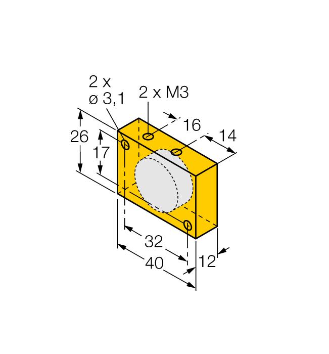 Příslušenství DM-Q12 6900367 Snímací magnet, plastový kvádr, spínací vzdálenost až 58 mm se senzorem BIM-(E)M12 resp. 49 mm se senzorem BIM-EG08.