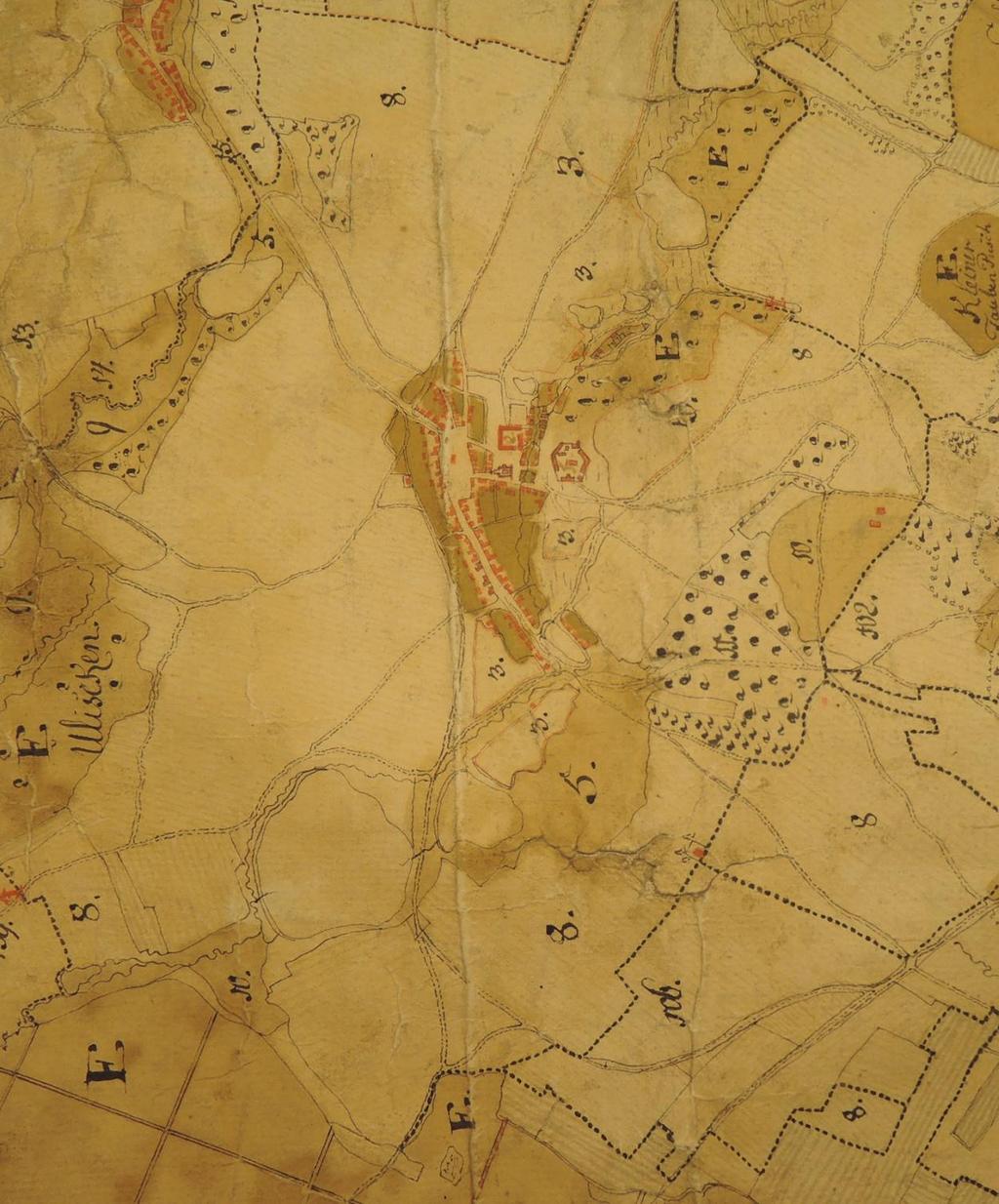Obrázek 3 Vyobrazení Úsova na Přehledné mapě panství Úsov z roku 1774 438 438