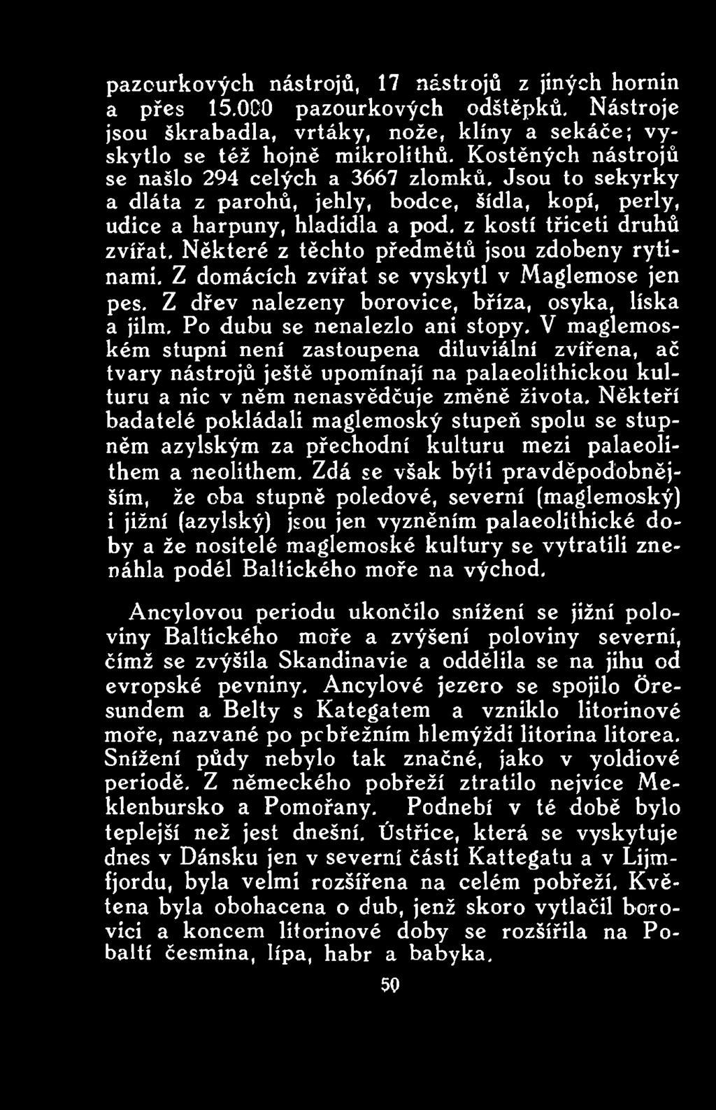 Někteří badatelé pokládali maglemoský stupeň spolu se stupněm azylským za přechodní kulturu mezi palaeolithem a neolithem.