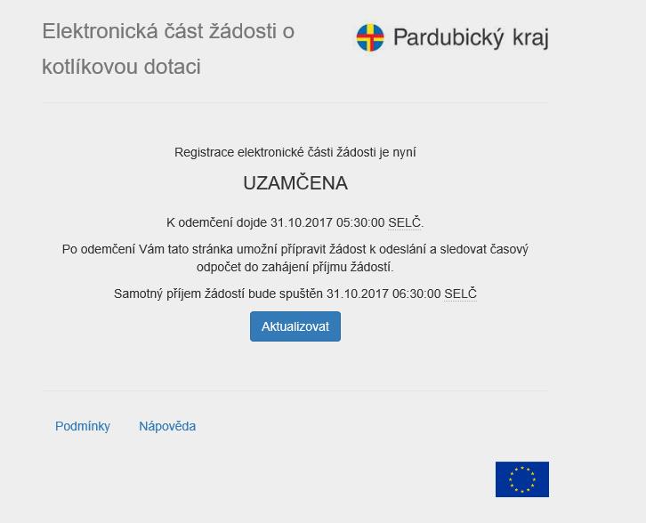 E-mail k odeslání. Příjem žádostí však bude zahájen až dne 31. října 2017 v 06.30 hod.