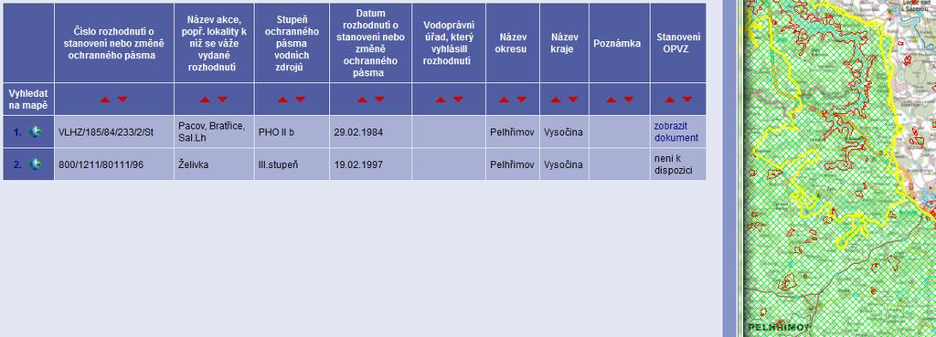 systému vloženo. Pod záložkou Evidence ISVS prokliknout záložku Ochranná pásma a zároveň prokliknout zájmové území v mapě.