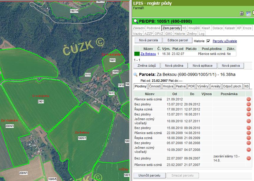 umožnění vedení evidence hnojiv, pastev, aplikace POR, zelené nafty a krmiv v EPH, aplikace hnojiv a přípravků na ochranu rostlin, období pastev zadané přes EPH jsou viditelné v LPIS, možnost zadání