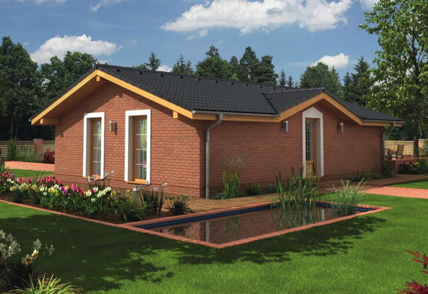 Montovaný dům Bungalov 88 m 2 nízkopodlažní dům 3+1 Základní parametry domu: Dispozice 3+1 Zastavěná plocha 88,4 m 2