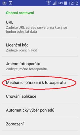 Nastavení mechaniků V nastavení aplikace v položce Mechanici přiřazení k fotoaparátu