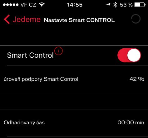 SMART CONTROL: DOBA JÍZDY A VZDÁLENOST Aktivujte si Smart Control () a nastavte požadovanou zbývající kapacitu baterie po