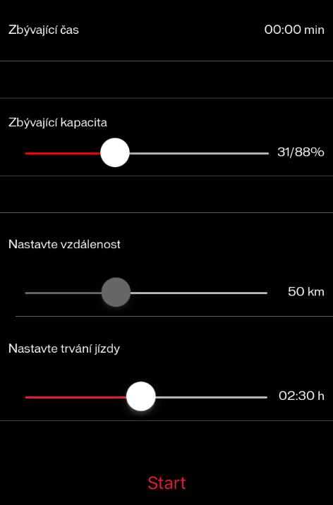 jezdce na kolech LEVO (nejpřesnější) Tip: I pokud chcete využít baterii celou, je potřeba nastavit bezpečnostní zůstatek. Např.