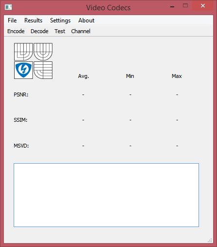 Obr. 4.1: Hlavní okno programu VideoCodecs. kodeků jsou tyto parametry v aplikaci voleny automaticky, nebo nejsou v knihovně ffmpeg implementovány.