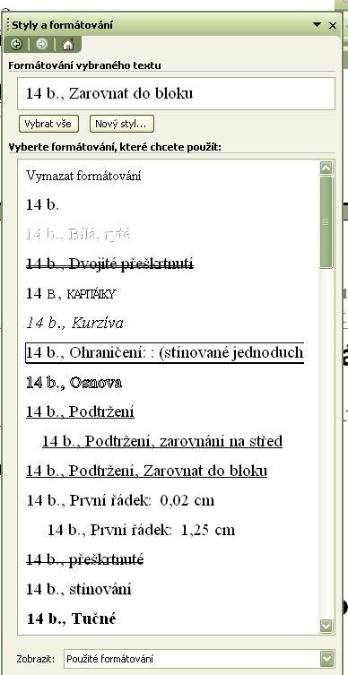 6. Styly a formátování - souhrn vlastností odstavce,