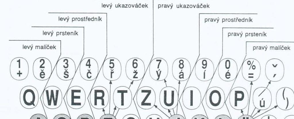 Tvorba textu, klávesnice (nastavení) Části: - alfanumerická část - numerická část - funkční klávesy - systémové klávesy - kurzorové šipky Každá klávesa má 1, 2 i více funkcí!