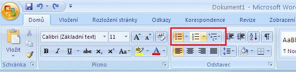 Odrážky, číslování a seznamy Seznamy se v dokumentech vyskytují docela často. Jsou důležitou součástí dokumentu.