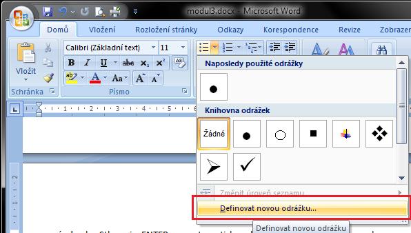 Stačí mít kurzor umístněny v odrážkách, nebo číslovaném seznamu a výběrem těchto tlačítek změníme typ seznamu.