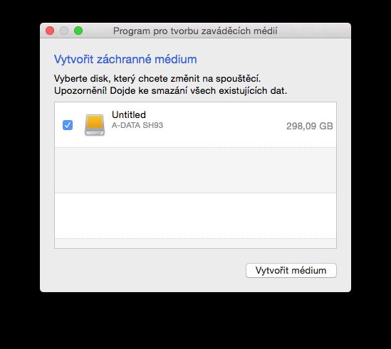 3 Vytvoření záchranného spouštěcího média Záchranné spouštěcí médium je vyměnitelná jednotka obsahující spouštěcí soubory.