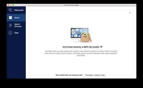 6.4 Archivace dat Archivace dat slouží k uvolnění úložného prostoru přesunutím starých a málo používaných souborů do úložiště Acronis Cloud nebo místního úložiště.